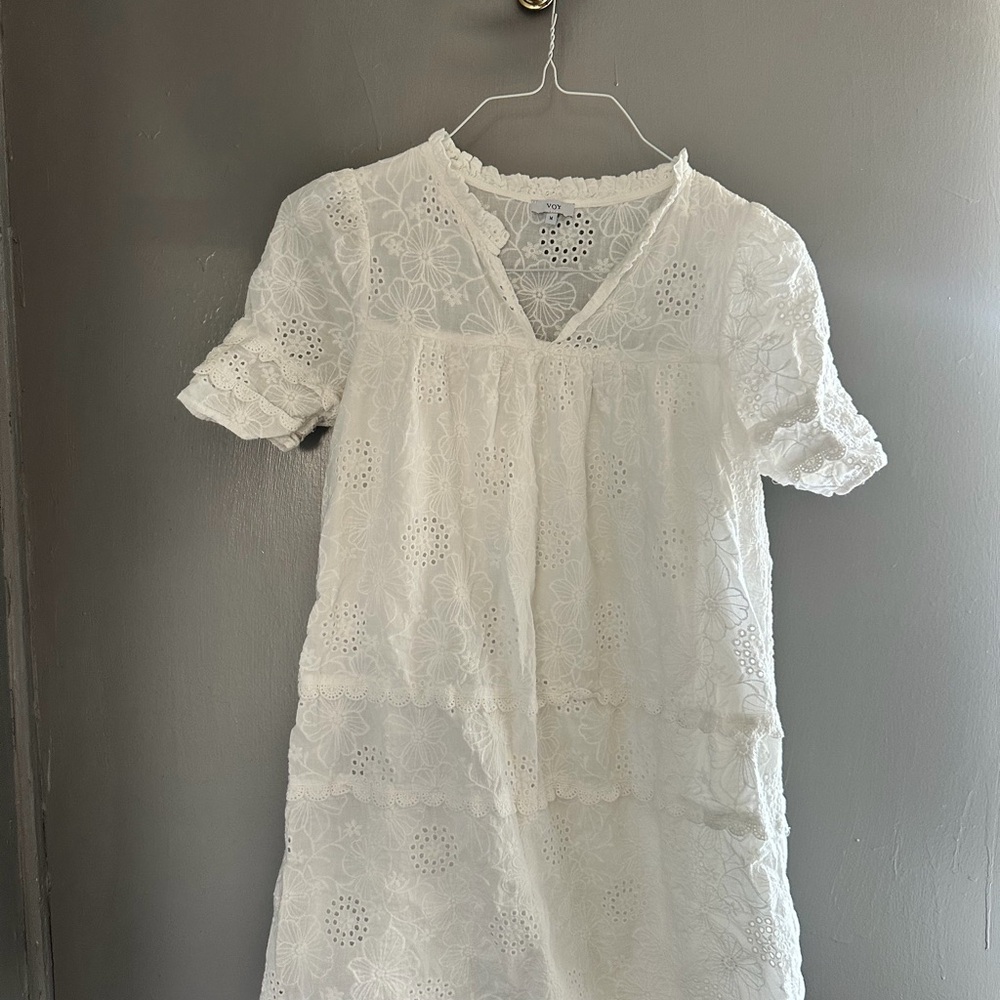 Chic Ivory Lace Midi Dress - Picture 2 of 7